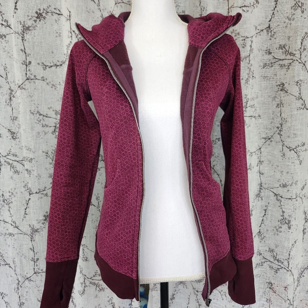 Lululemon Purple Patterned Full-Zip Hoodie, Size6, Fitted